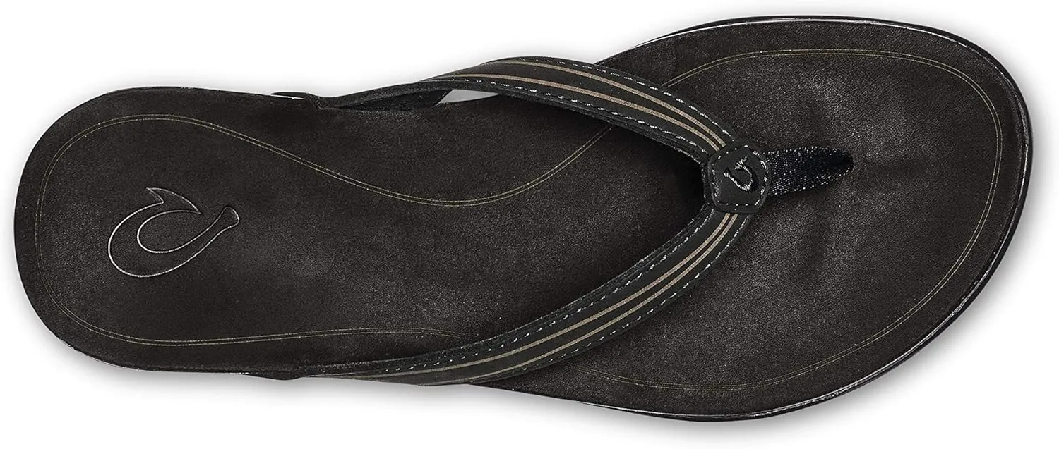 OLUKAI 'Aukai Women's Beach Sandals, Soft Leather Flip-Flop Slides with Non Marking Outsoles, Lightweight & All-Day Comfort