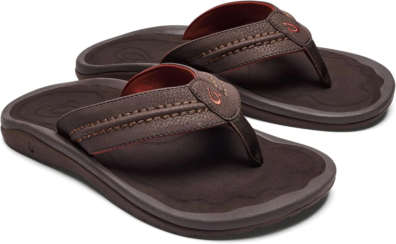 OLUKAI Hokua Men's Beach Sandals, Quick-Dry Flip-Flop Slides, Water Resistant & Wet Grip Rubber Soles, Compression Molded Footbed & Soft Comfort Fit