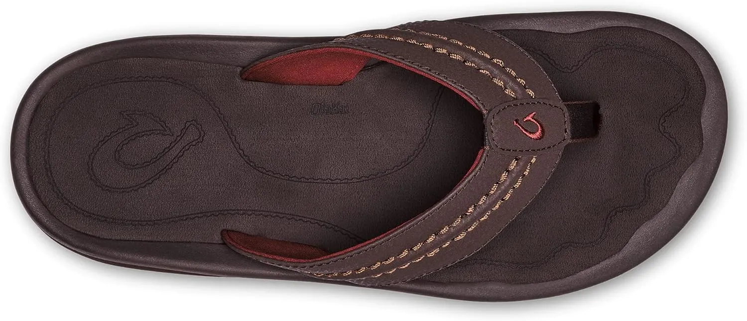 OLUKAI Hokua Men's Beach Sandals, Quick-Dry Flip-Flop Slides, Water Resistant & Wet Grip Rubber Soles, Compression Molded Footbed & Soft Comfort Fit