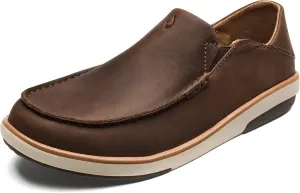 OLUKAI Kalia Men's Leather Slip-On, Full-Grain Waxed Nubuck Leather Shoes, Lightweight & Comfortable