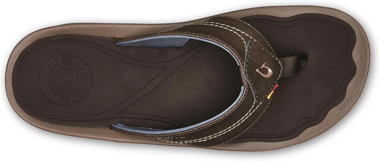 OLUKAI Kipi Men's Beach Sandals, Water Resistant Flip Flops, Quick Dry Material & Arch Support, All-Day Comfort