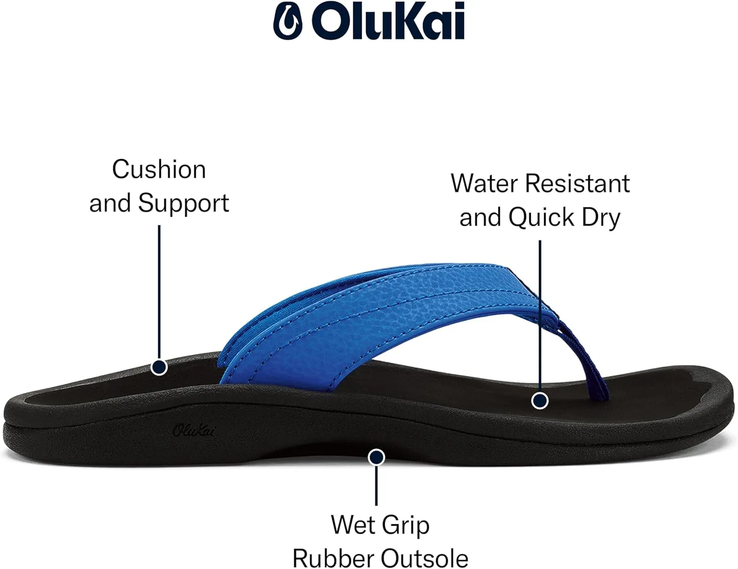 OLUKAI Ohana Women's Beach Sandals, Water Resistant Flip Flops, Arch Support & Comfort Fit, Lightweight & Durable, Enhanced Grip & Traction