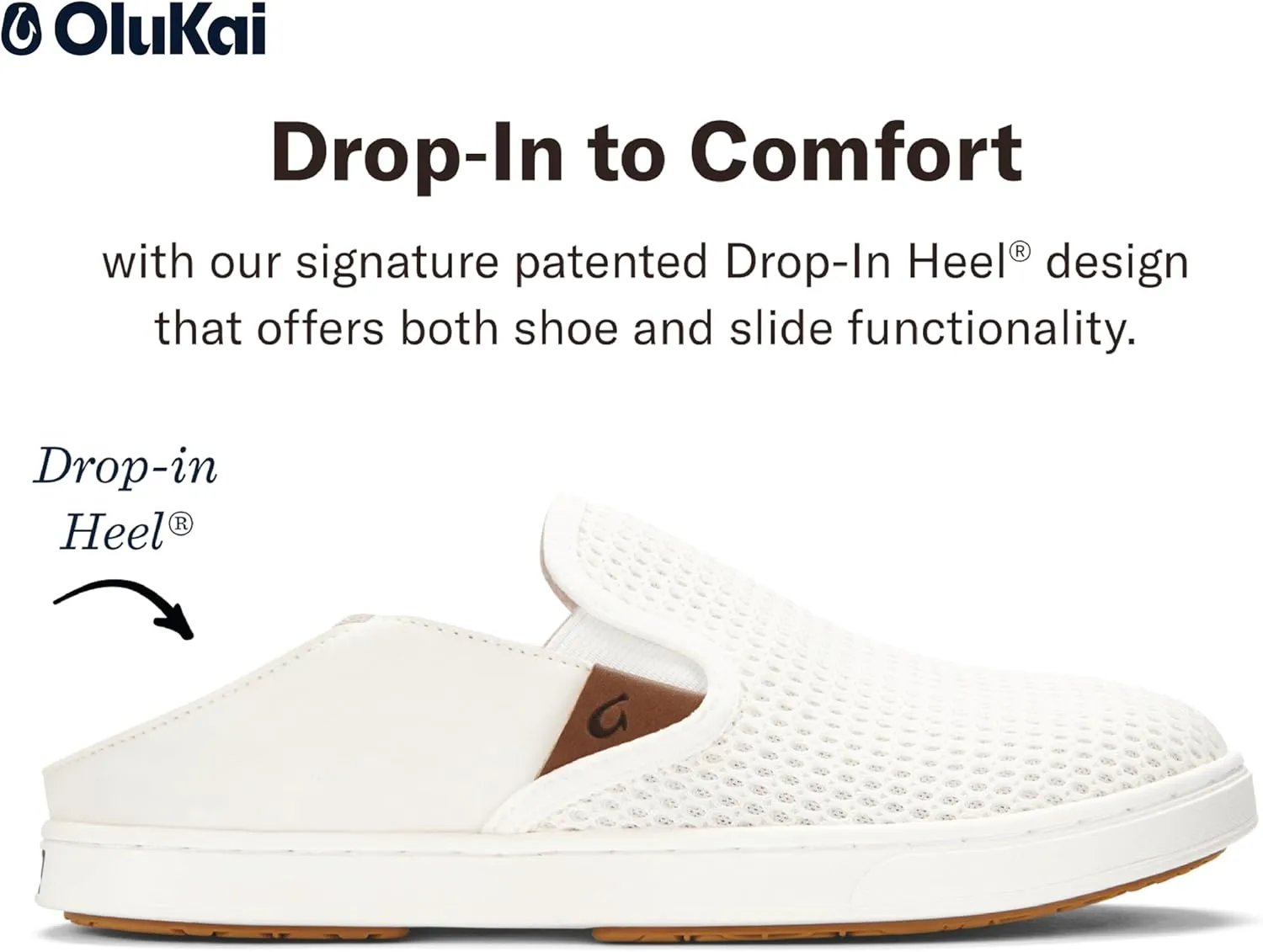 OLUKAI Pehuea Women's Slip On Sneakers, Casual Everyday Shoes with Easy On & Off Design, Breathable Mesh & Drop-in Heel, All-Day Comfort & Support