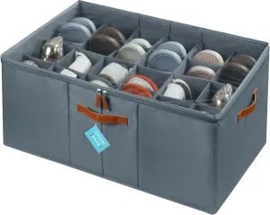 OrganiHaus Shoe Organizer for Closet and Entryway, Fits up to 24 Pairs, Extra Large Shoe Storage Box, Foldable Shoes Storage Bins, Shoes Container w/Reinforced Handles and Clear Cover - Gray