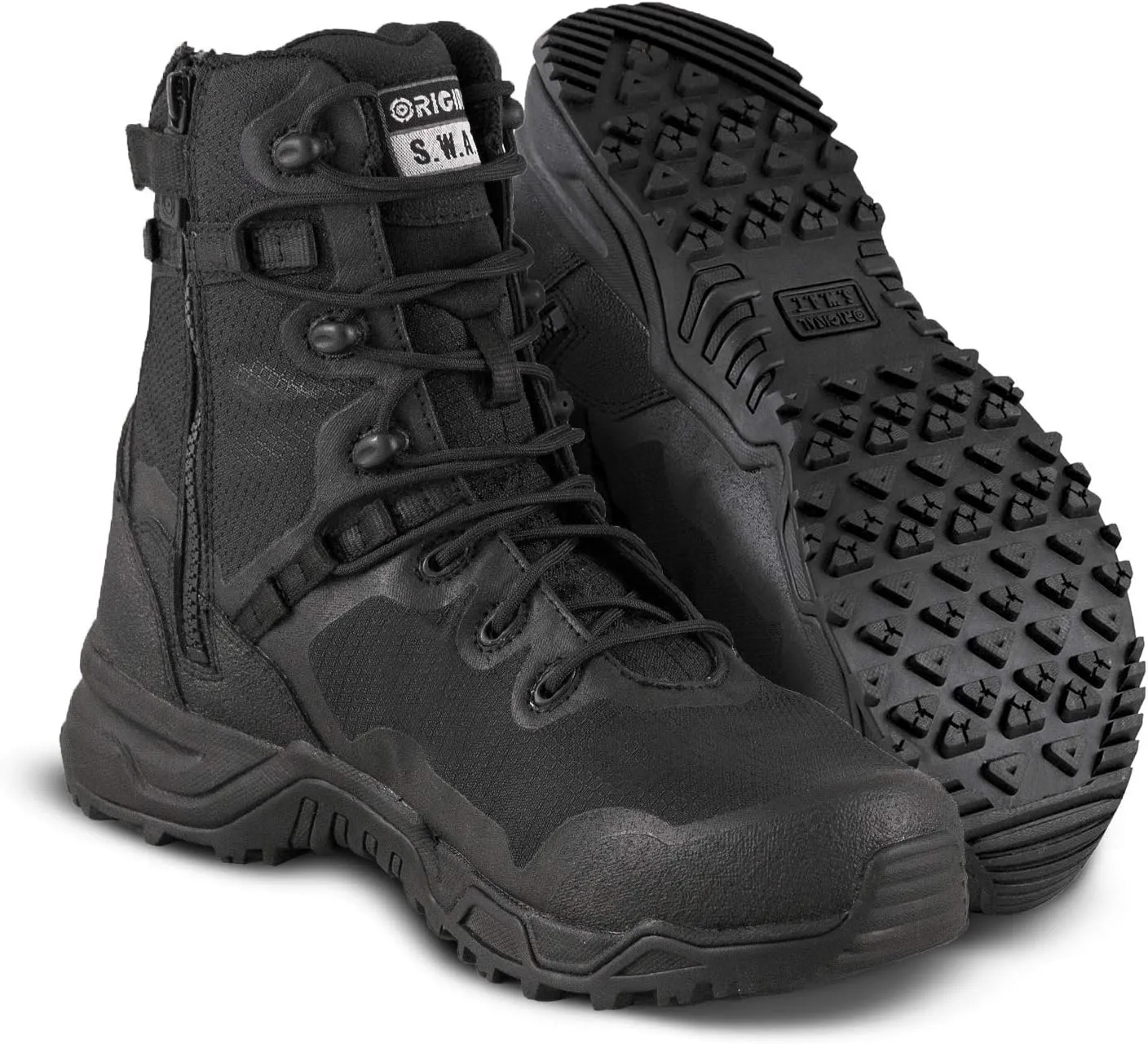 Original S.W.A.T. Alpha Fury Unisex Leather Shoes 8" Side Zip – Polyester Mesh – Microfibre PU Upper