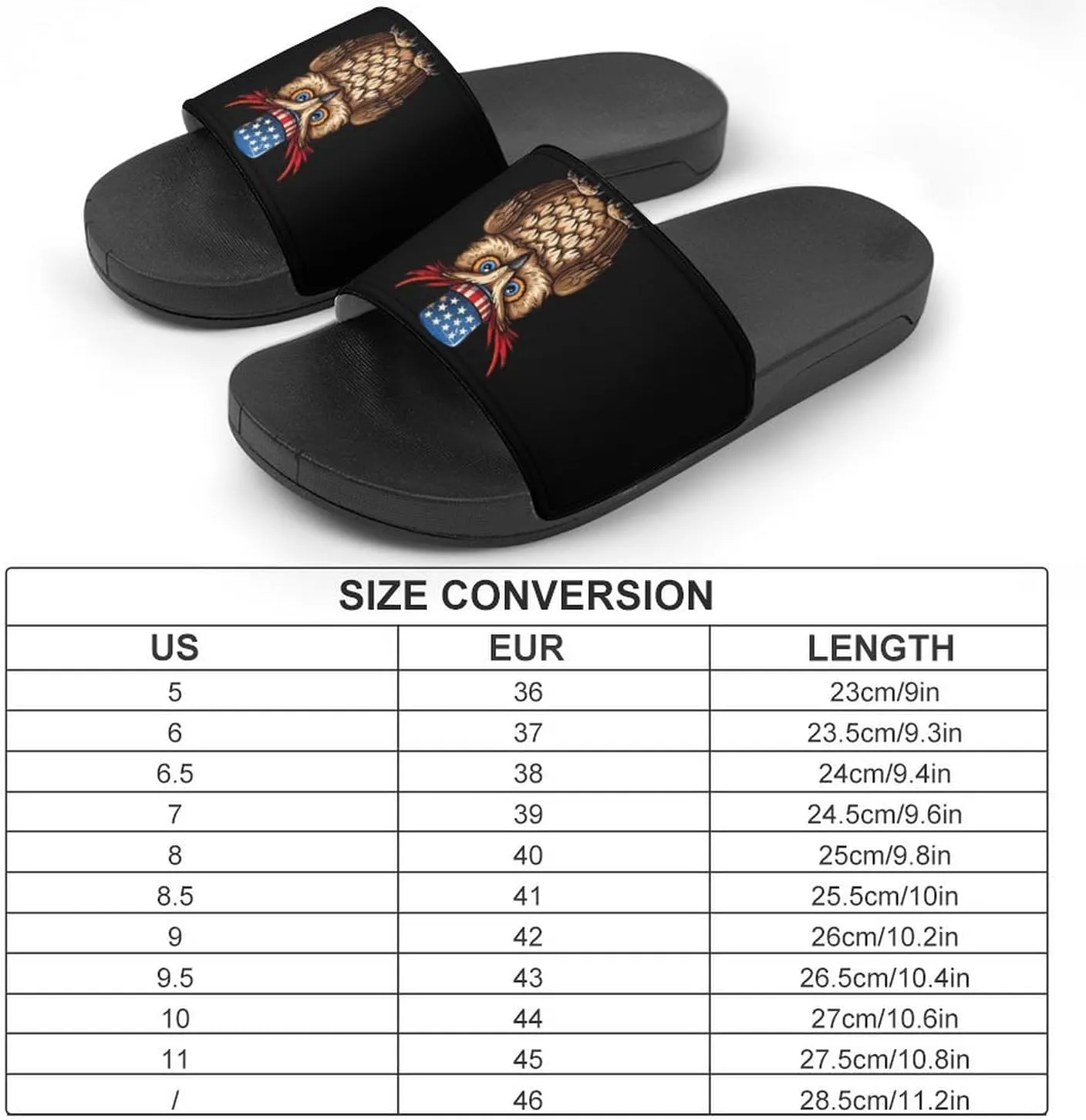 Owl with U.S. Flag Hat House Sandals Non-Slip Bathroom Slippers Beach Summer Shoes for Men Women