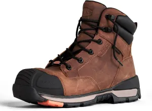 Perkins (Comp Toe) - Brown - 6" Waterproof Durable Wedge Work Boot with Defined Heel - EH Rated - Slip   Oil Resistant - Adjustable Width System
