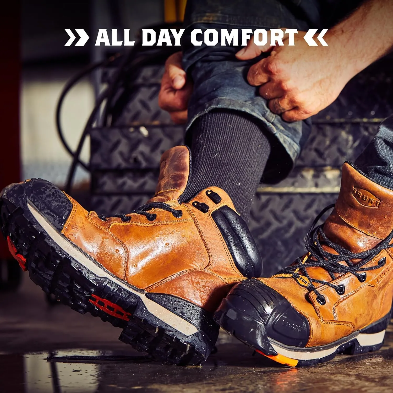 Perkins (Comp Toe) - Brown - 6" Waterproof Durable Wedge Work Boot with Defined Heel - EH Rated - Slip   Oil Resistant - Adjustable Width System