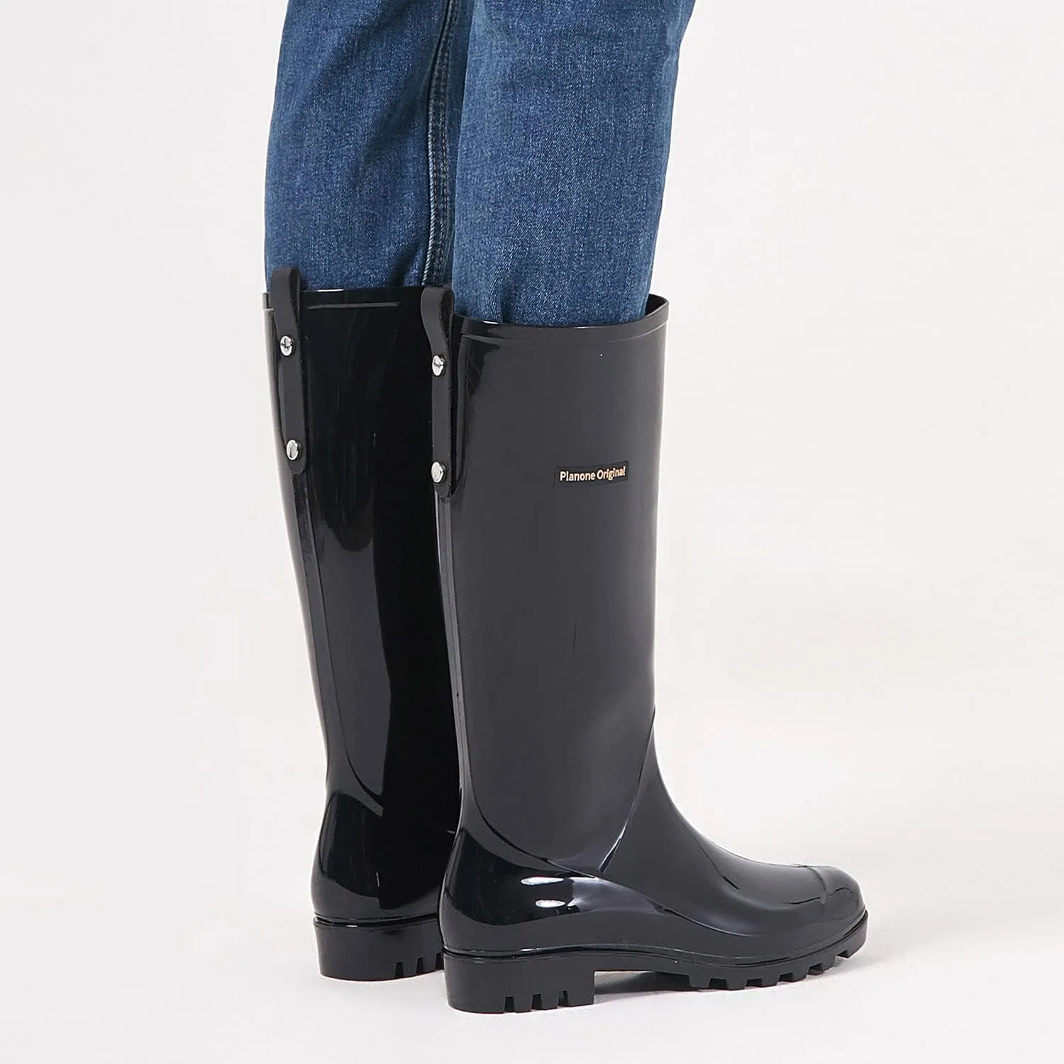 planone Tall Rain Boots Women Fashion Waterproof Boots for Women Light Outdoor Garden Shoes Muck Boots for Ladies Non Slip Work Shoes Rubber Boots with Premium Comfort Insole