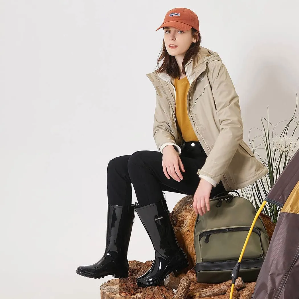 planone Tall Rain Boots Women Fashion Waterproof Boots for Women Light Outdoor Garden Shoes Muck Boots for Ladies Non Slip Work Shoes Rubber Boots with Premium Comfort Insole