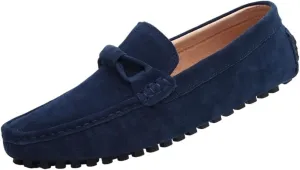 Prom Casual Slip-ons Round Toe Driving Loafers Suede Vamp Loafers for Men Anti-Slip Flat Heel