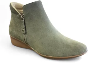 Revere Damascus Leather Bootie – Asymmetrical Zip Detail, Demi-Wedge Outsole, Slip-Resistant, Removable Comfort Footbed, Forefoot Cushion Zone with Arch Support