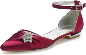 Rhinestones Wedding Shoes for Bride Flats Pointed Toe Flat Bridal Shoes Women Evening Dress Shoes