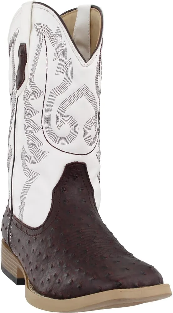 ROPER Mens Bumps Ostrich Square Toe Casual Boots Mid Calf - Brown, White