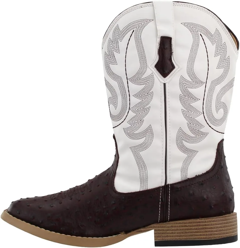 ROPER Mens Bumps Ostrich Square Toe Casual Boots Mid Calf - Brown, White