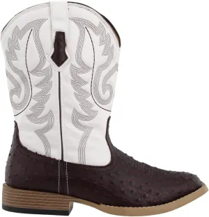 ROPER Mens Bumps Ostrich Square Toe Casual Boots Mid Calf - Brown, White