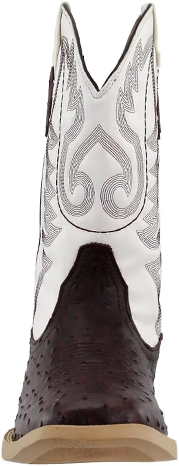 ROPER Mens Bumps Ostrich Square Toe Casual Boots Mid Calf - Brown, White