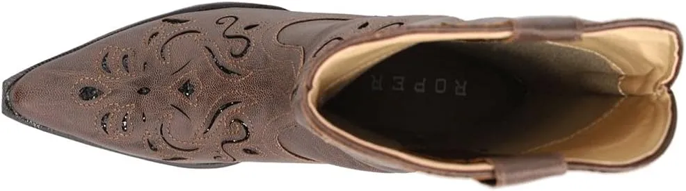 ROPER Womens Chloe Snip Toe Casual Boots Mid Calf Mid Heel 2-3" - Brown