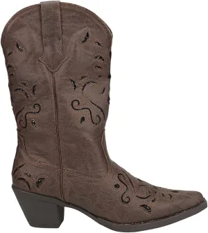 ROPER Womens Chloe Snip Toe Casual Boots Mid Calf Mid Heel 2-3" - Brown