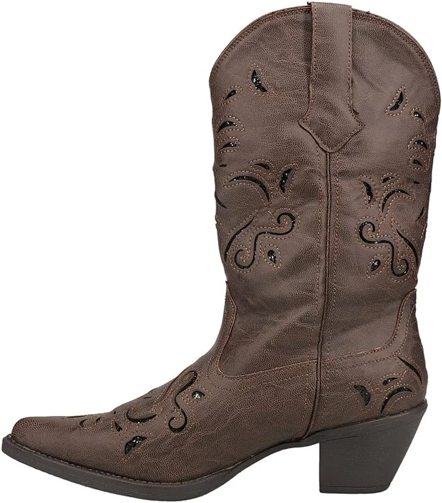 ROPER Womens Chloe Snip Toe Casual Boots Mid Calf Mid Heel 2-3" - Brown