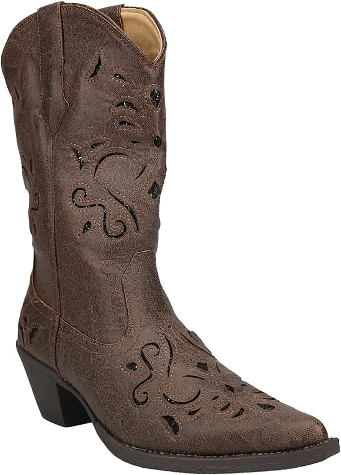 ROPER Womens Chloe Snip Toe Casual Boots Mid Calf Mid Heel 2-3" - Brown