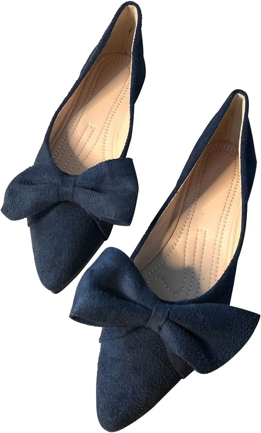 SAILING LU Ballet Flats for Womens Shoes Pointy Toe Cozy Flat Shoes Suede Comfortable Dressy Shoes Wear to Work Slip-on Moccasins