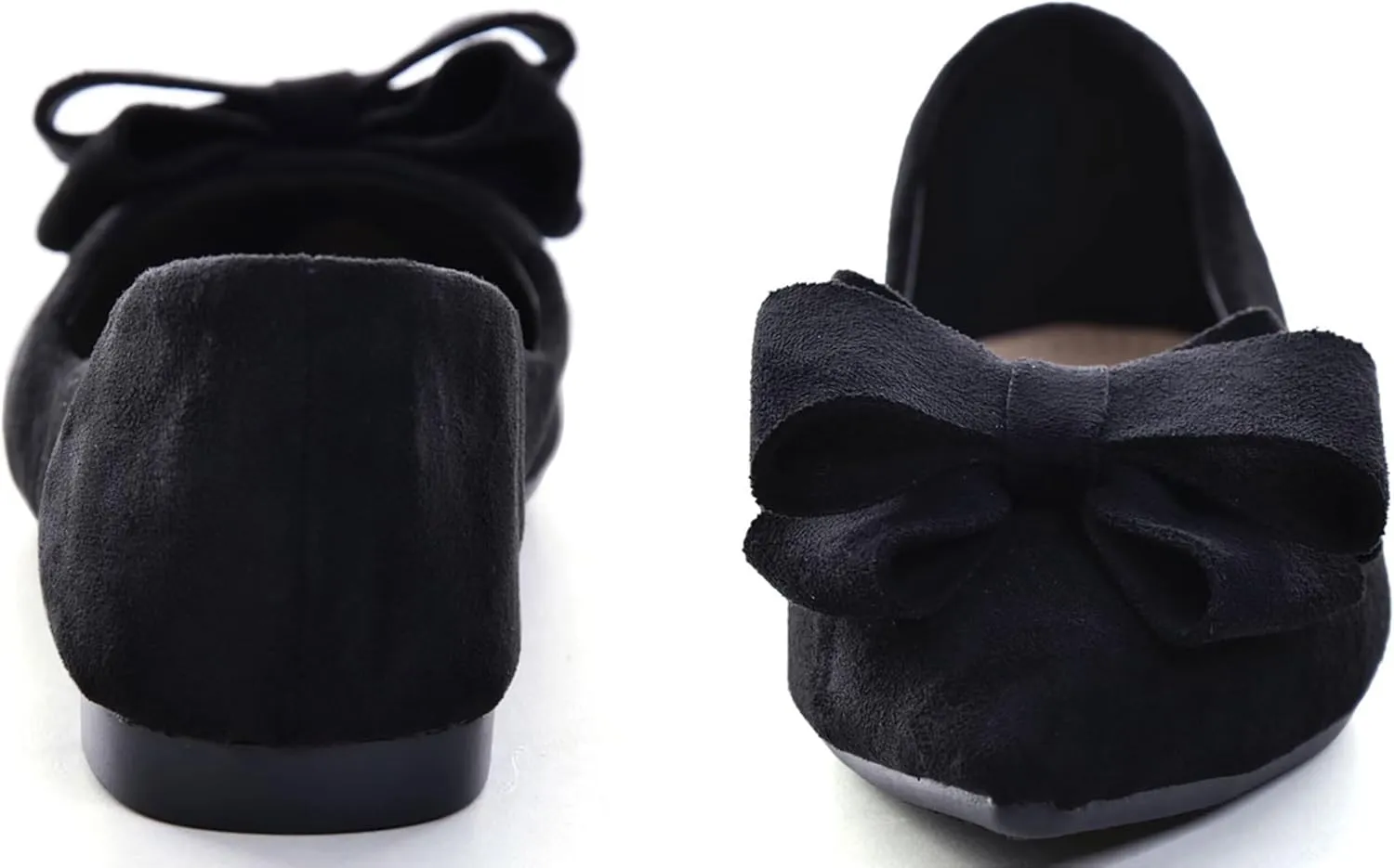 SAILING LU Bowknot Ballet Flats Womens Pointy Toe Casual Flat Shoes Suede Dress Shoes Wear to Work Slip On Moccasins