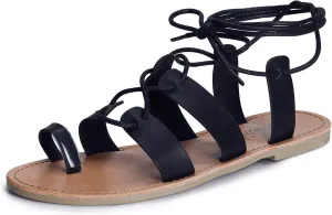 SANDALUP Tie Up Flat Gladiator Roman Sandals for Women
