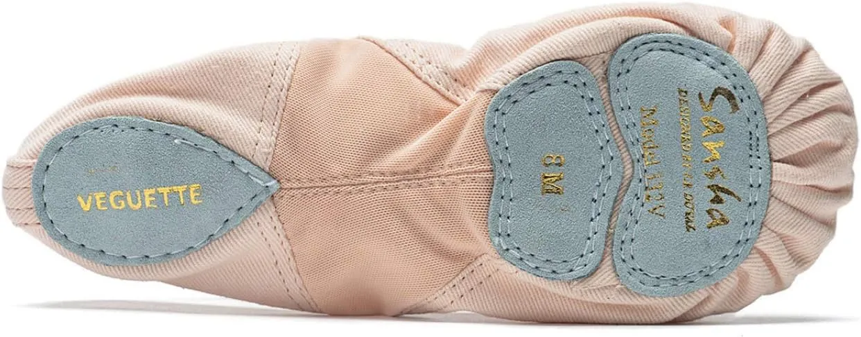 SANSHA Girl's Split Vegan Sole Soft Ballet Shoes 332v Ve-guette Flat
