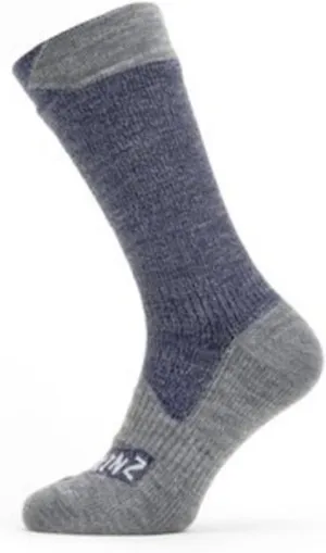 SEALSKINZ Raynham Waterproof All Weather Mid Length Sock Navy Blue/Grey Marl Unisex SOCK