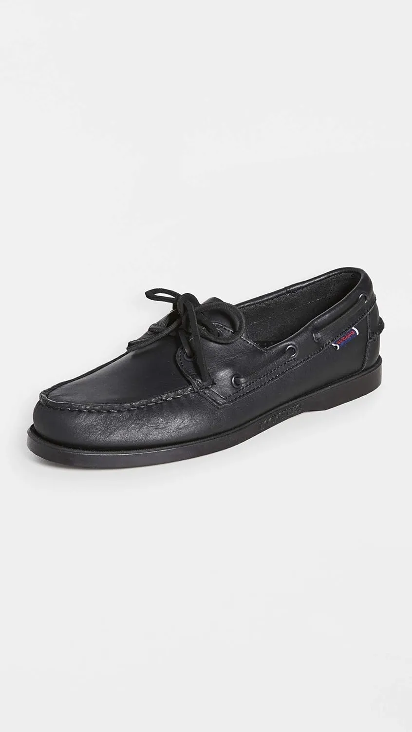 Sebago Portland Crazy H Boat Shoes - Patterned & Distressed Waxed Leather Mocassins with Leather Sock Lining and Non-Marking, Non-Slip Rubber Outsoles