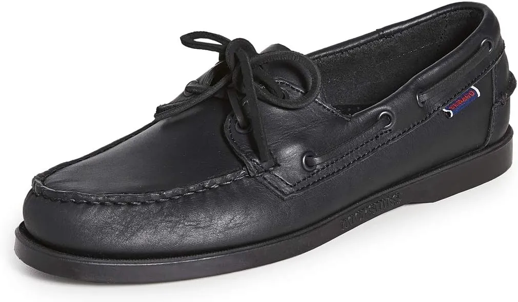 Sebago Portland Crazy H Boat Shoes - Patterned & Distressed Waxed Leather Mocassins with Leather Sock Lining and Non-Marking, Non-Slip Rubber Outsoles