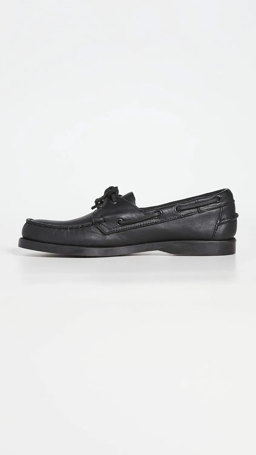 Sebago Portland Crazy H Boat Shoes - Patterned & Distressed Waxed Leather Mocassins with Leather Sock Lining and Non-Marking, Non-Slip Rubber Outsoles