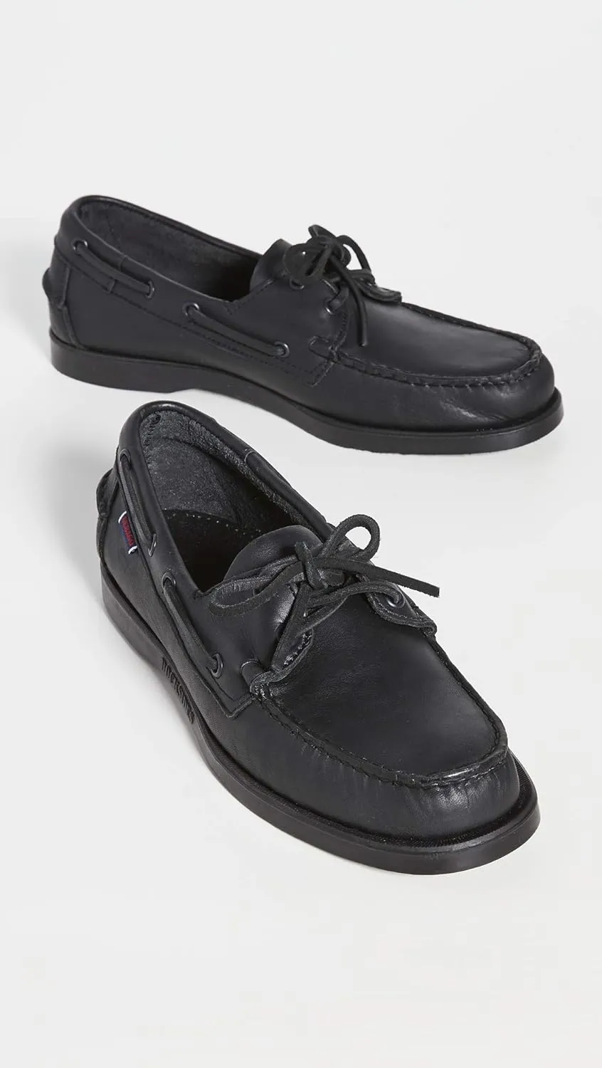 Sebago Portland Crazy H Boat Shoes - Patterned & Distressed Waxed Leather Mocassins with Leather Sock Lining and Non-Marking, Non-Slip Rubber Outsoles