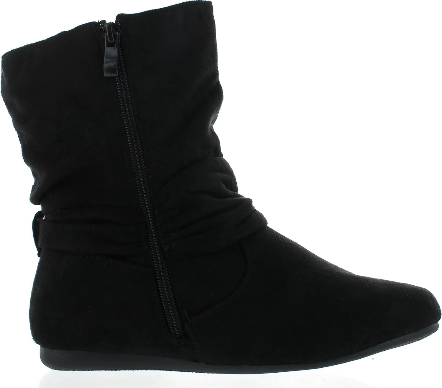 Selena-58 Women's Fashion Mid Calf Flat Heel Side Zipper Slouch Boots