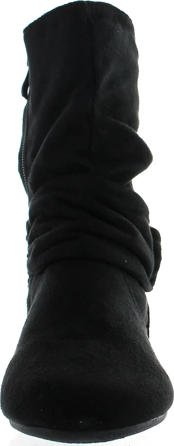 Selena-58 Women's Fashion Mid Calf Flat Heel Side Zipper Slouch Boots