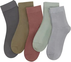 SERISIMPLE Women Thin Viscose Bamboo Socks Crew Lightweight Above Ankle Casual Dress Sock For Ladies Bootie Trouser 5 Pairs