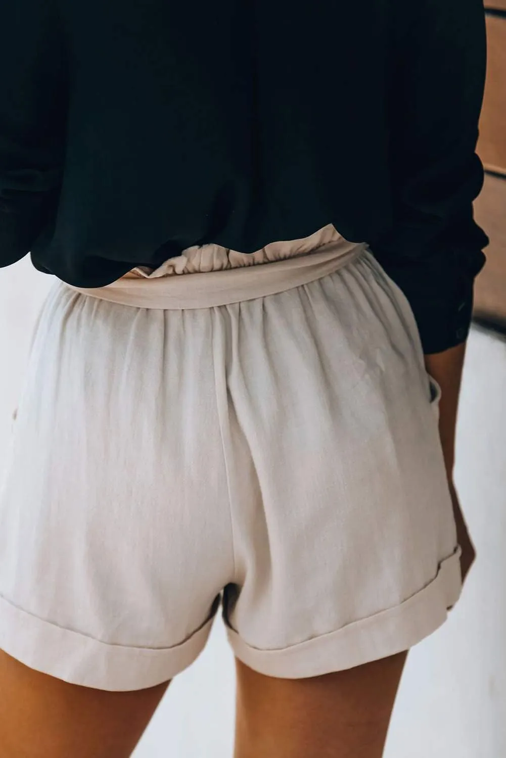 SESERAGI Womens Cotton Linen Shorts Soft Elastic Waist Summer Casual Short Pants