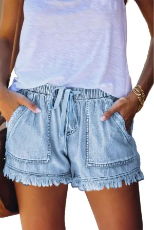 SESERAGI Womens Cotton Linen Shorts Soft Elastic Waist Summer Casual Short Pants