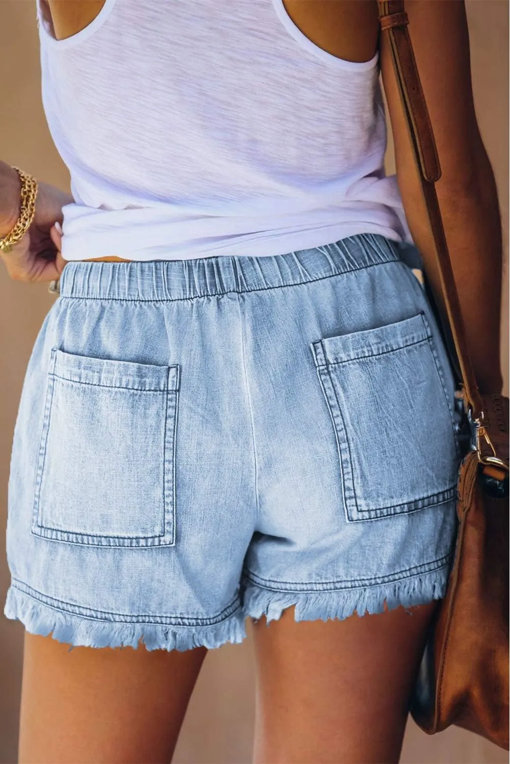 SESERAGI Womens Cotton Linen Shorts Soft Elastic Waist Summer Casual Short Pants