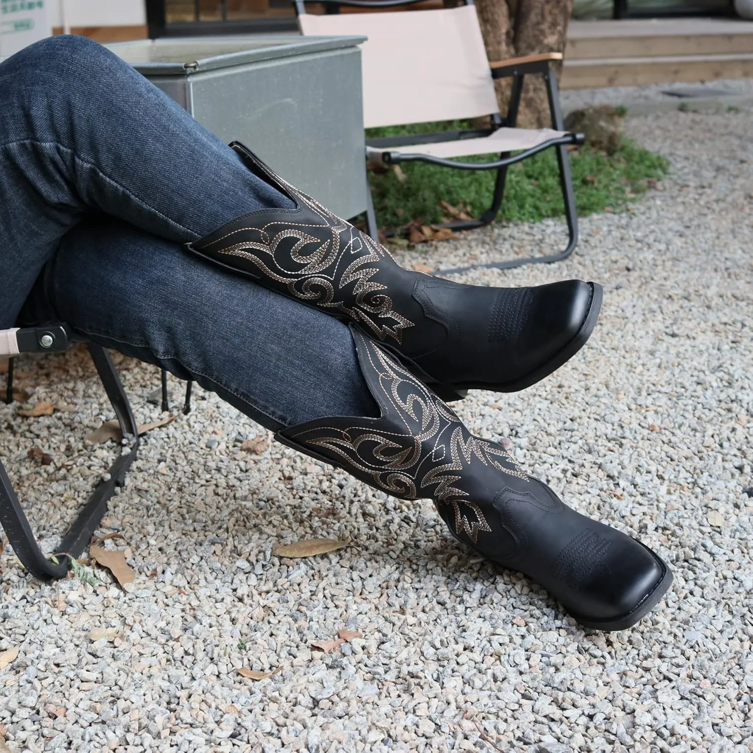 SheSole Cowgirl Boots for Women Square Toe Mid Calf Embroidered Fashion Western Cowboy Boots