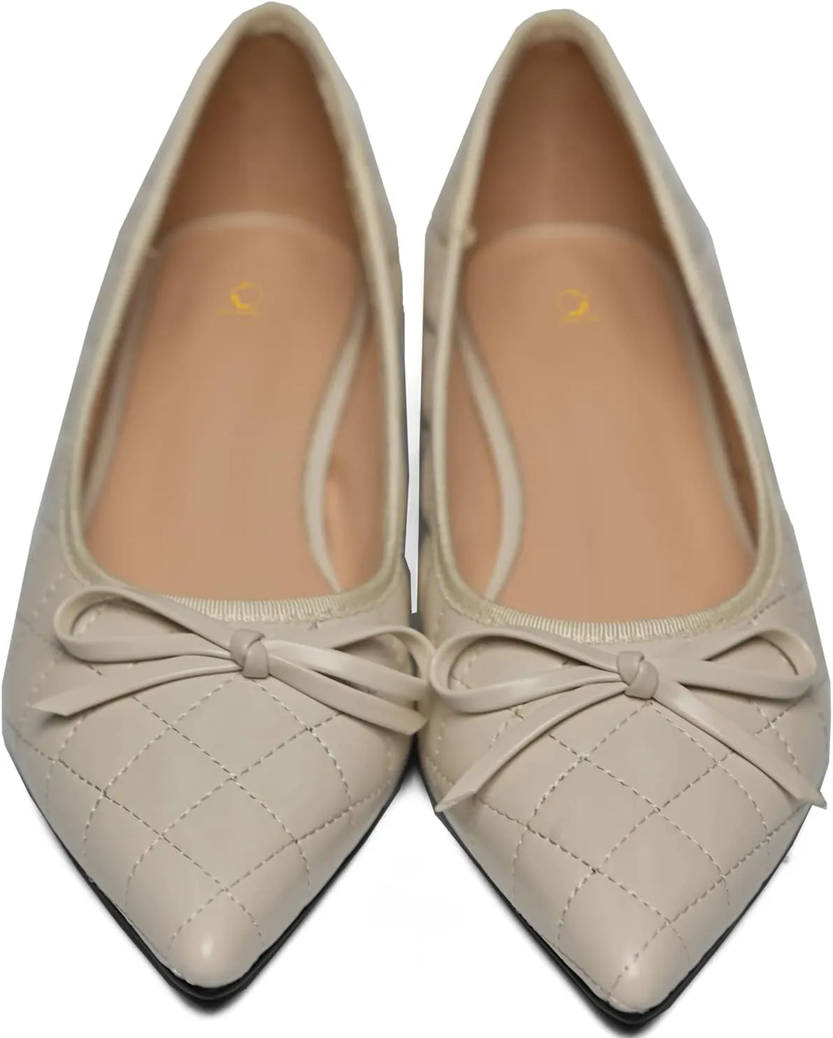 SHODENSE Women Quilted Bow Flats Pointed Toe Slip On Ballet Flats Comfortable Pointy Toe Flat Shoes Bow Tie 0.5 Inch Flat Heel Dress Shoes Matte Office Party Wedding Bridal Driver Flats 4-11 M US