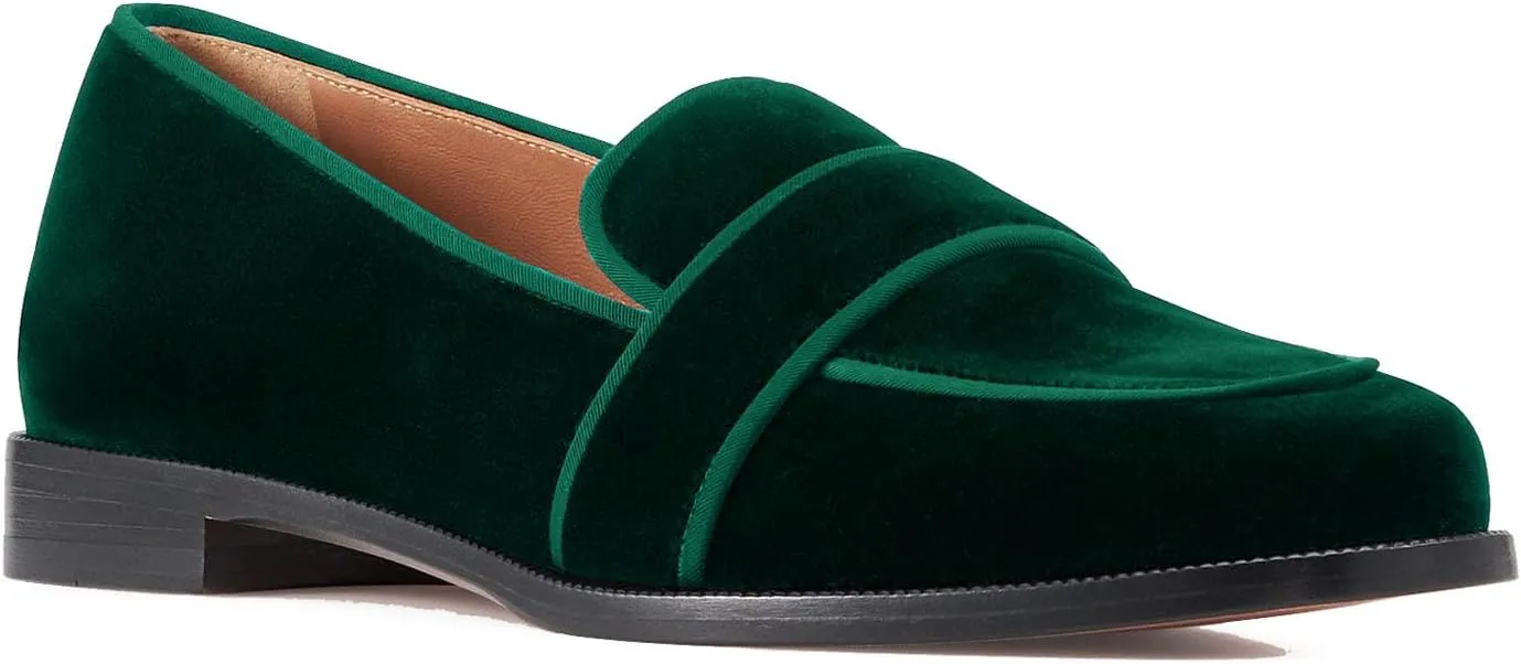 SHODENSE Women Round Toe Loafers Flats Velvet Slip On Dress Shoes Comfortable Casual 1 inch Flat Heel Penny Loafers Suede Office Ladies Work Walking Flat Shoes Drive Elegant 4-11 M US