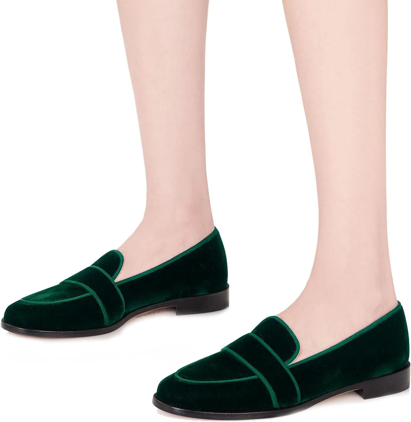 SHODENSE Women Round Toe Loafers Flats Velvet Slip On Dress Shoes Comfortable Casual 1 inch Flat Heel Penny Loafers Suede Office Ladies Work Walking Flat Shoes Drive Elegant 4-11 M US