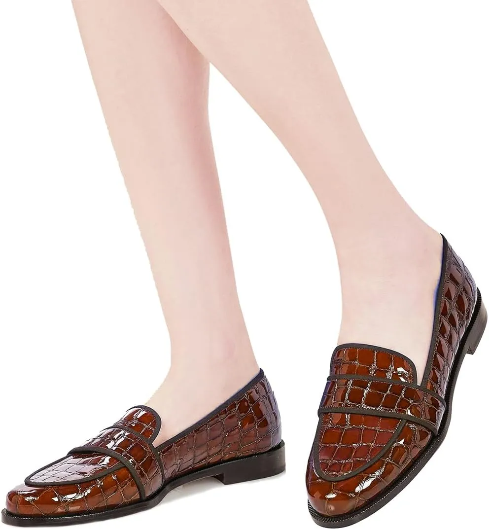 SHODENSE Women Round Toe Loafers Flats Velvet Slip On Dress Shoes Comfortable Casual 1 inch Flat Heel Penny Loafers Suede Office Ladies Work Walking Flat Shoes Drive Elegant 4-11 M US