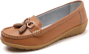 Shoes Loafers for Women Classic Leather Loafers Casual Slip-On Boat Shoes ComfortWalking Moccasins Soft Sole Shoes