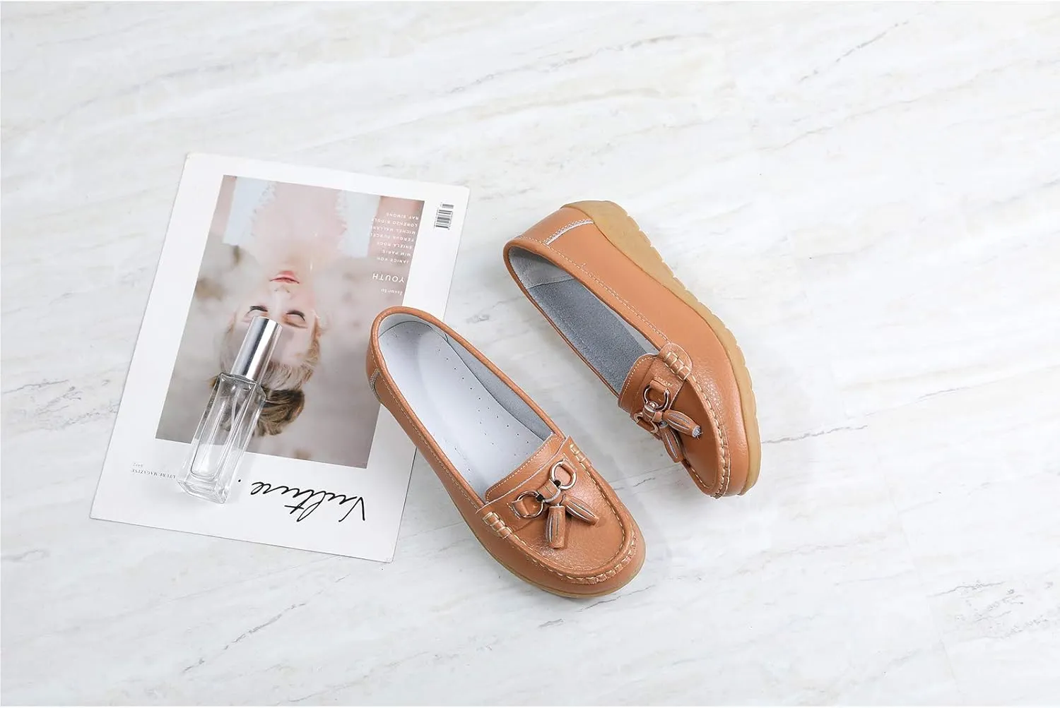 Shoes Loafers for Women Classic Leather Loafers Casual Slip-On Boat Shoes ComfortWalking Moccasins Soft Sole Shoes
