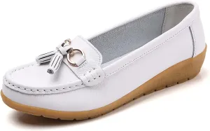 Shoes Loafers for Women Classic Leather Loafers Casual Slip-On Boat Shoes ComfortWalking Moccasins Soft Sole Shoes