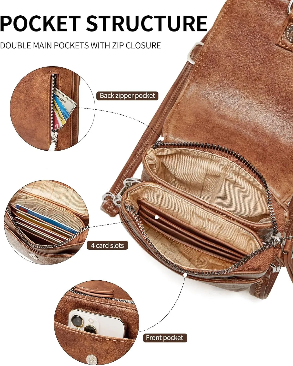 Small Crossbody Bags for women,Soft Leather Cell Phone Purse Lightweight,Little Crossbody Purses Women Trendy with Card slots