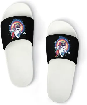 Solar Eclipse and Unicorn Women's House Sandals Non Slide Bathroom Beach Slippers for Men